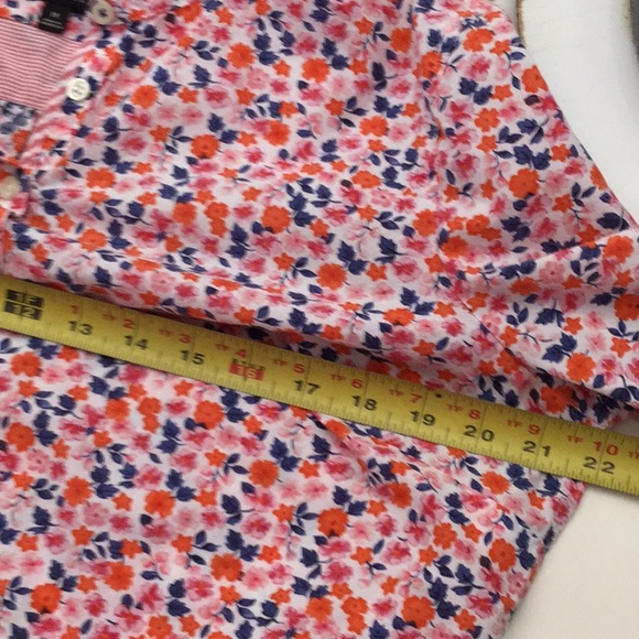 TALBOTS floral cotton spring top coral navy floral long sleeve - Picture 6 of 7